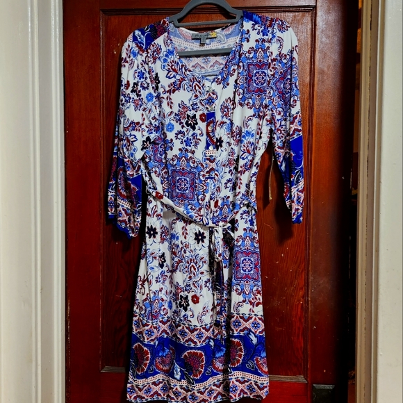 Figueroa & Flower Shift Pullover Dress - Lrg - Blue/red paisley - Picture 1 of 4